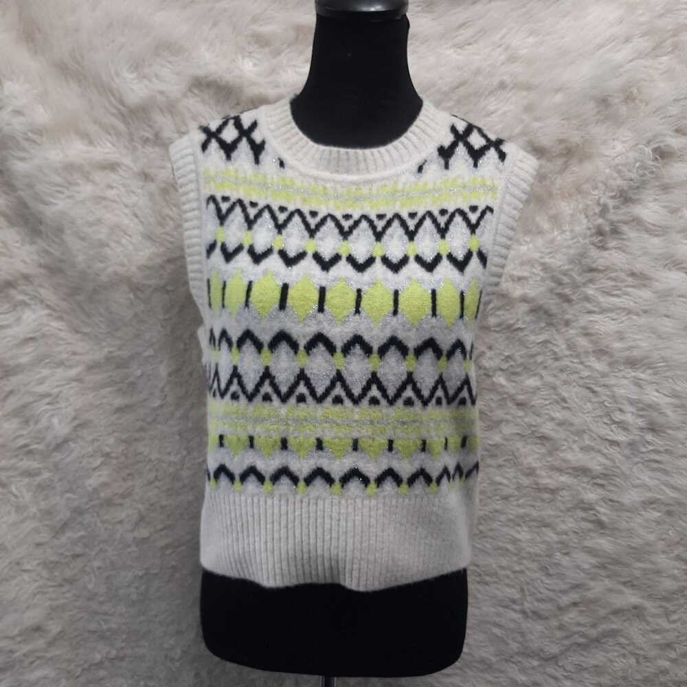 DKNY Jeans Women's Yellow & Black Sweater Vest With A Hint Of Sparkle Size M